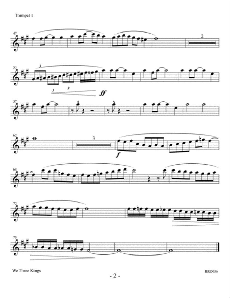 WE THREE KINGS arranged for BRASS QUINTET (unaccompanied) Brass Quintet scores gallery preview page 6