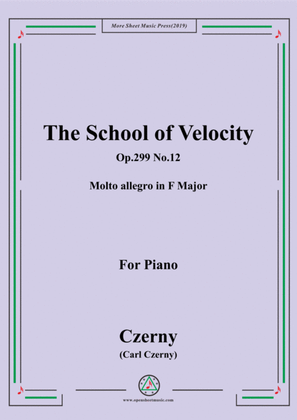 Book cover for Czerny-The School of Velocity,Op.299 No.12,Molto allegro in F Major,for Piano
