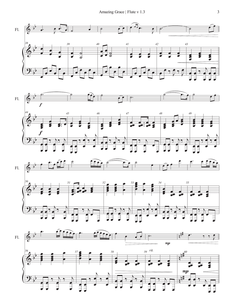 Amazing Grace-Flute & Piano Flute Solo scores gallery preview page 4