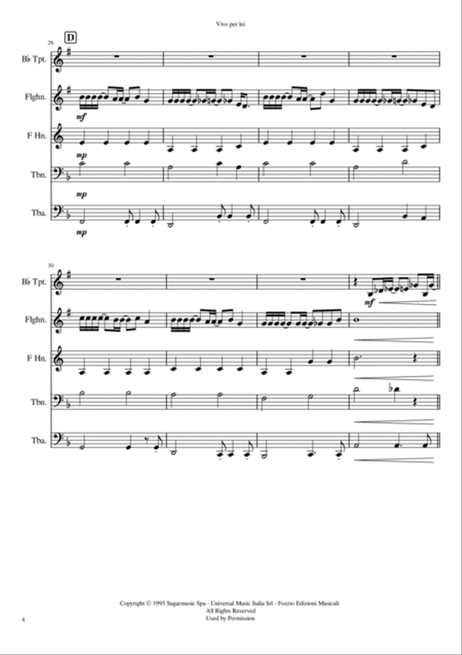 Vivo Per Lei Brass Quintet scores gallery preview page 4