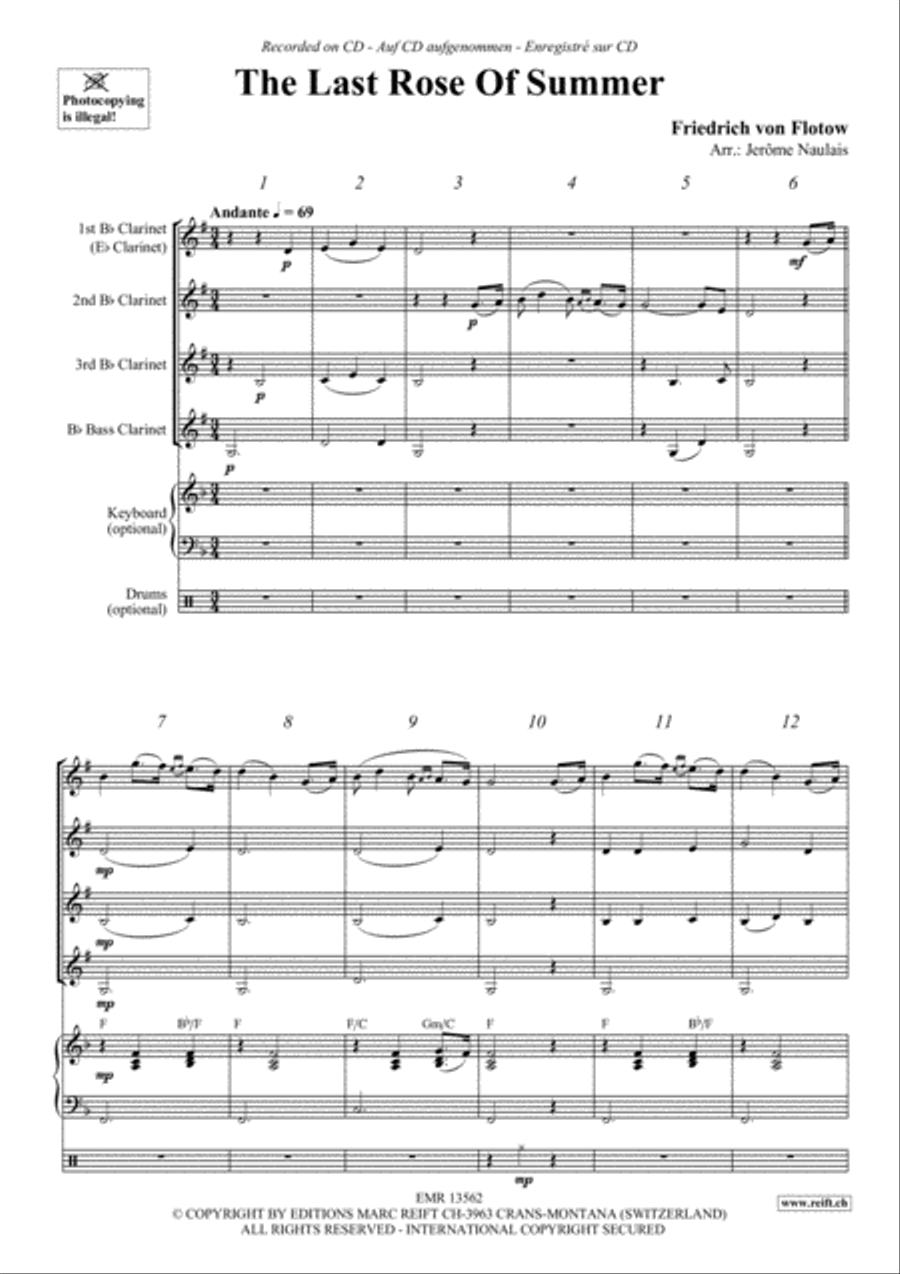 The Last Rose Of Summer The Last Rose Of Summer Clarinet scores gallery preview page 3