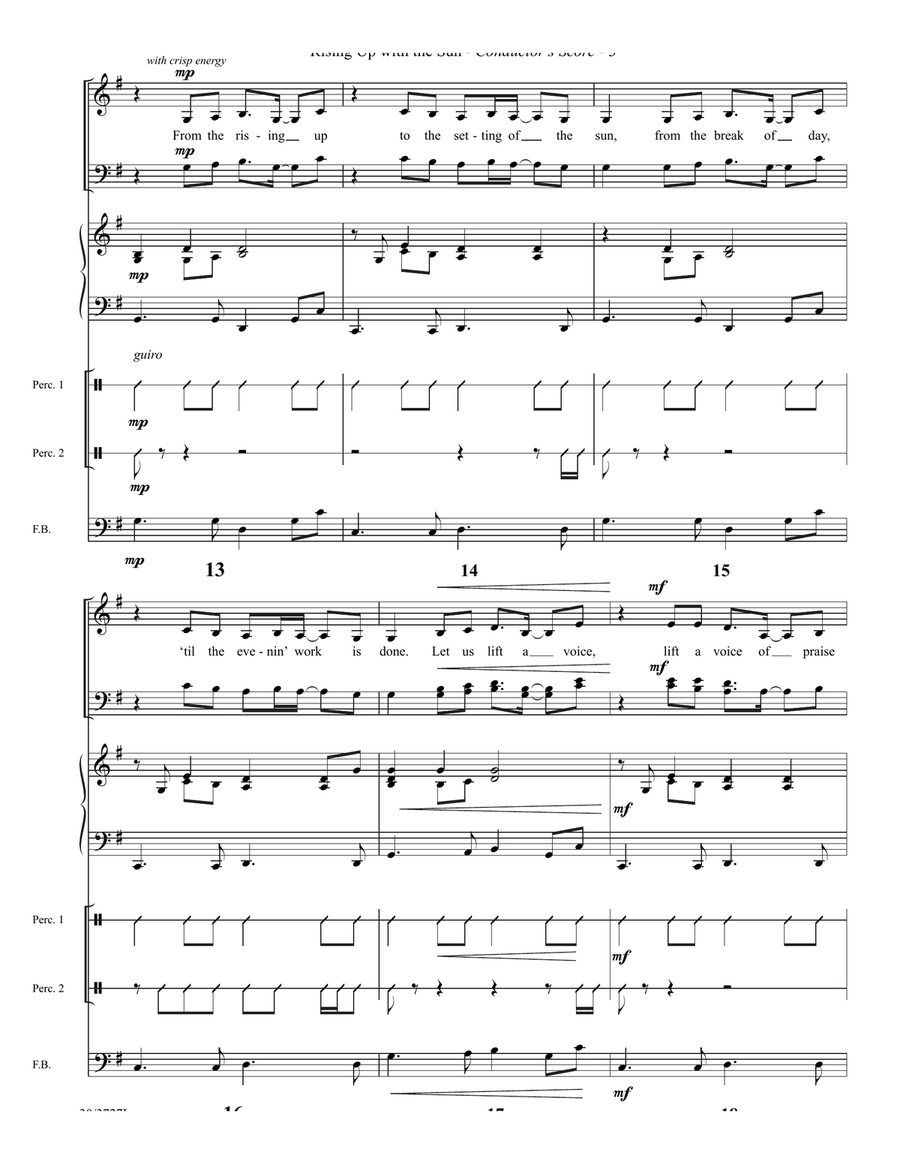 Rising Up with the Sun - Bass and Percussion Score and Parts (Digital Download) Percussion scores gallery preview page 5