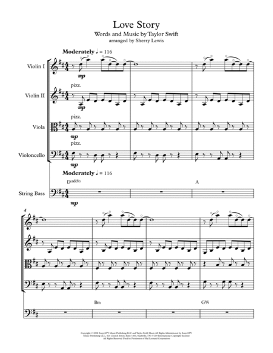 Love Story String Quintet scores gallery preview page 4