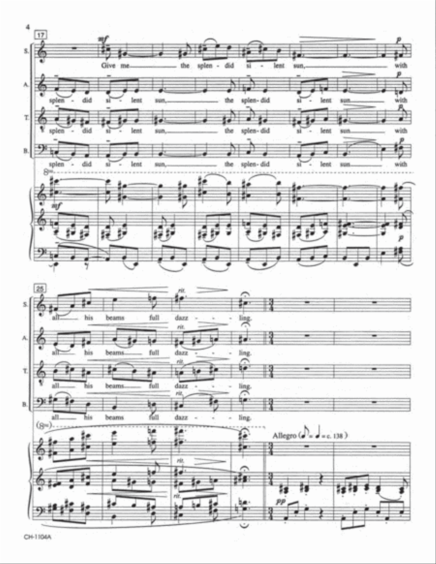 Two Whitman Songs 4-Part scores gallery preview page 4
