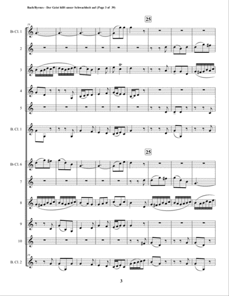 Der Geist hilft unser Schwachheit auf by J.S. Bach for Double Clarinet Choir Clarinet Choir scores gallery preview page 3