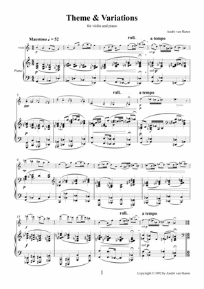 Theme & Variations - for violin and piano