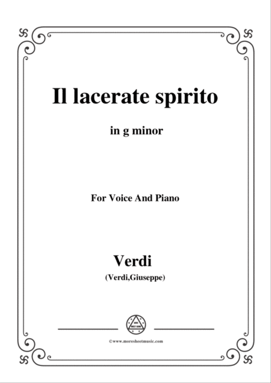 Verdi-Il lacerate spirito(A te l'estremo addio) in g minor, for Voice and Piano Voice Solo scores gallery preview page 1