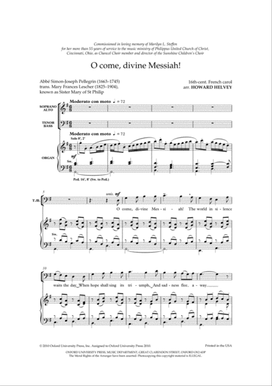O come, divine Messiah! 4-Part scores gallery preview page 1