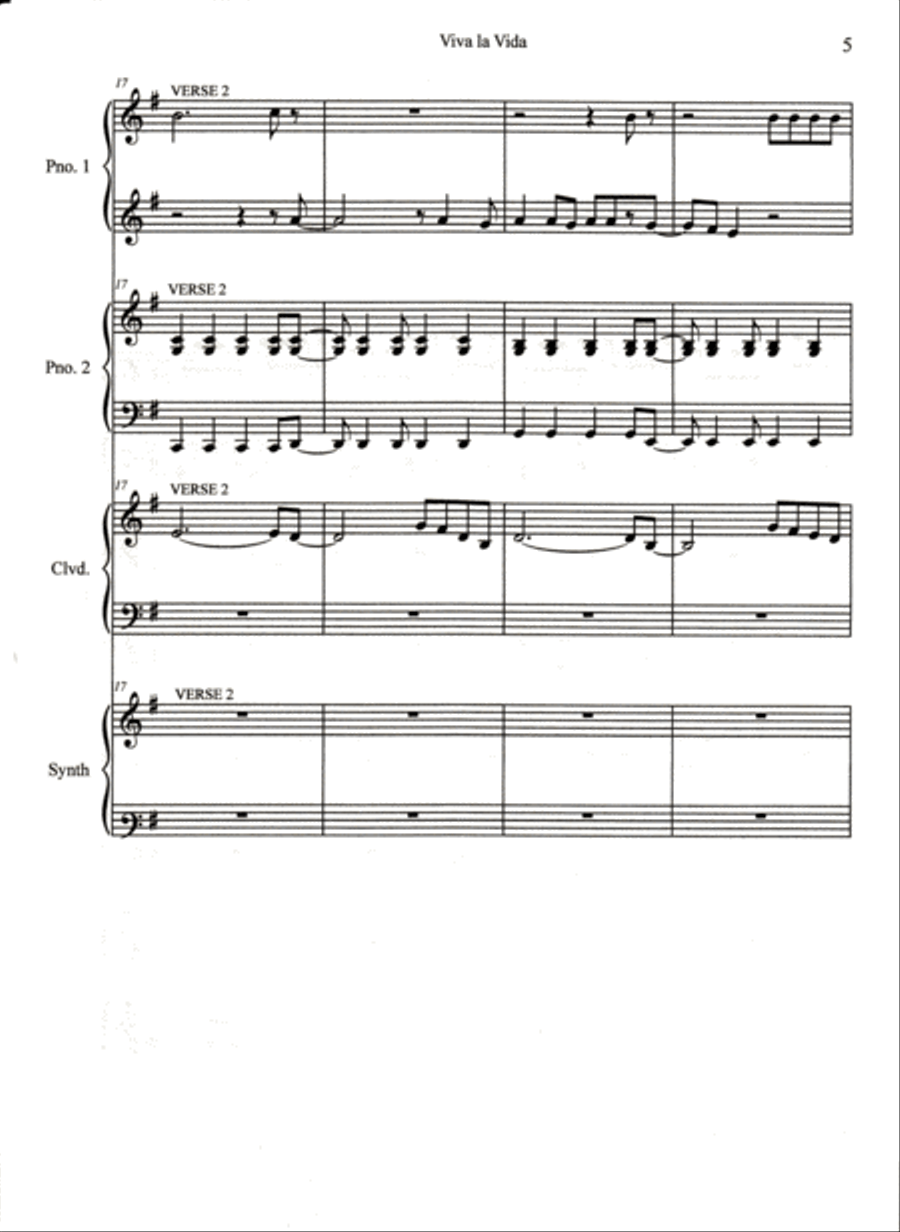 Viva La Vida Piano scores gallery preview page 6
