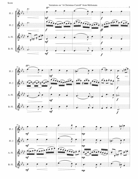 Variations on Remember, O Thou Man (from Ravenscroft's Melismata) for flute quartet image number null
