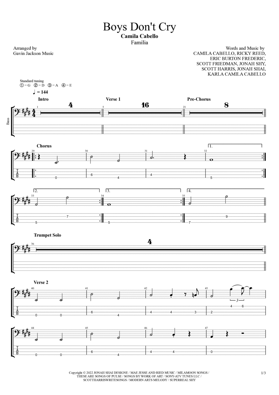 Boys Don't Cry Guitar Tablature scores gallery preview page 1
