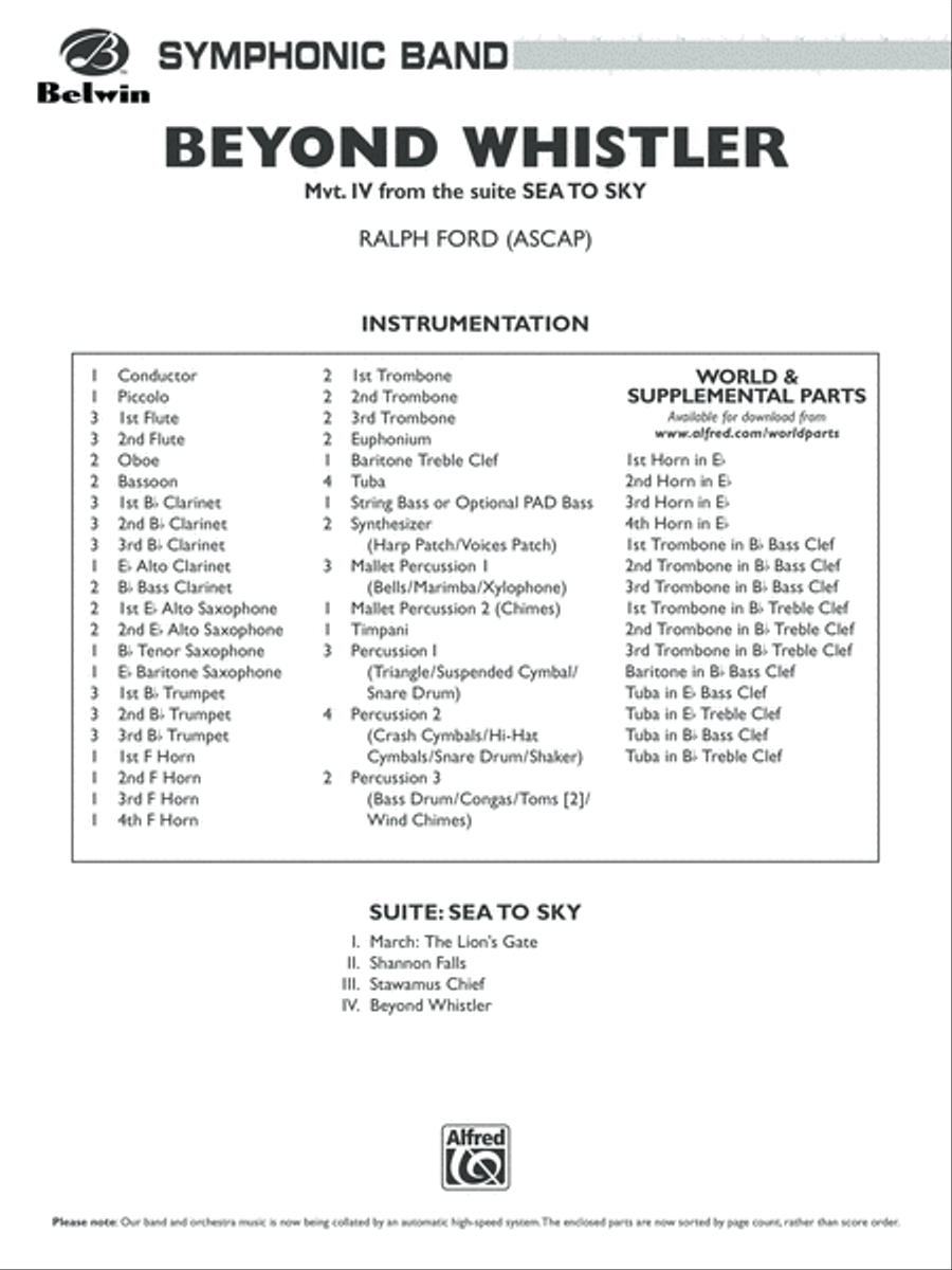 Beyond Whistler: Score Concert Band scores gallery preview page 1