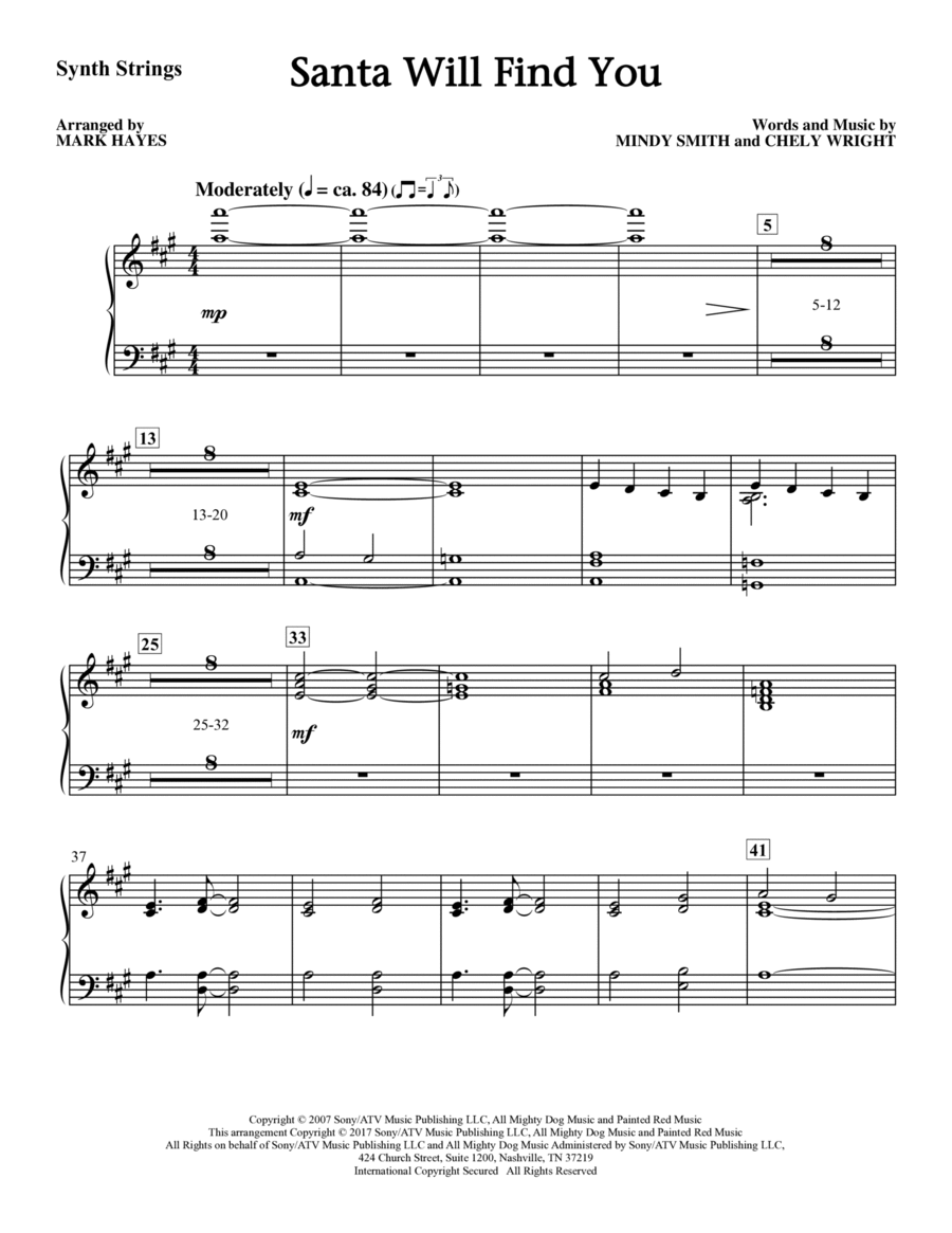 Santa Will Find You - Synthesized Strings Choir scores gallery preview page 1