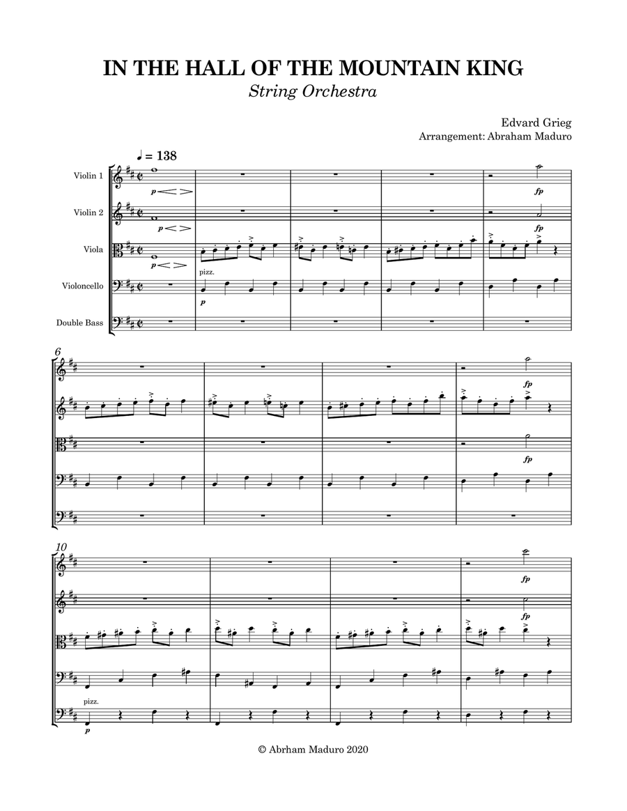 In The Hall Of The Mountain King String Quintet-Score and Parts String Orchestra scores gallery preview page 2