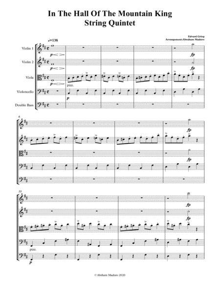 In The Hall Of The Mountain King String Quintet-Score and Parts image number null