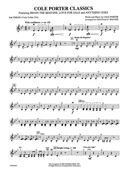 Cole Porter Classics: 3rd Violin (Viola [TC])