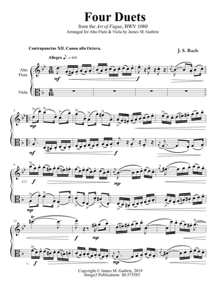 Bach: Four Duets from the Art of Fugue for Alto Flute & Viola