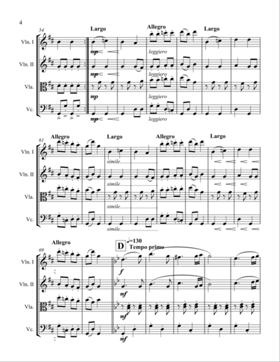 Hungarian Dance No. 5 by J. Brahms for String Quartet String Quartet scores gallery preview page 4