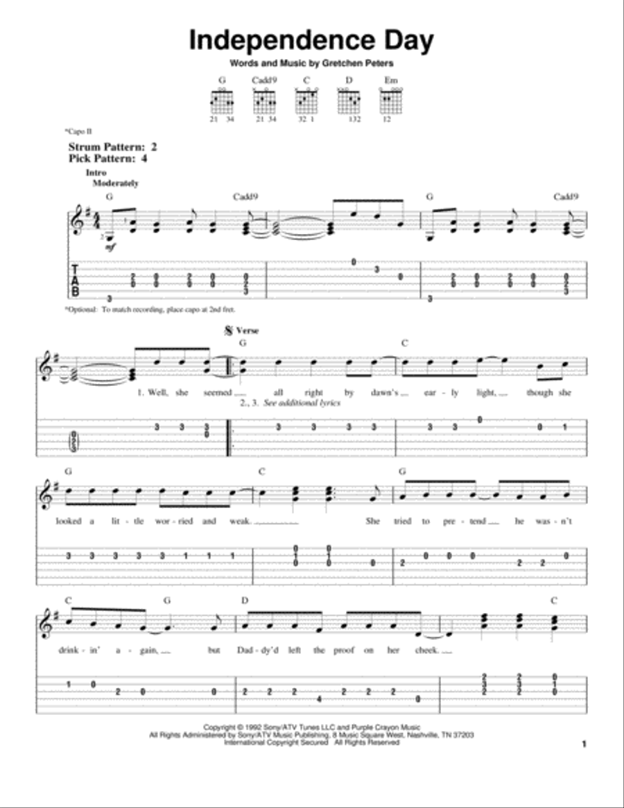 Independence Day Acoustic Guitar scores gallery preview page 1