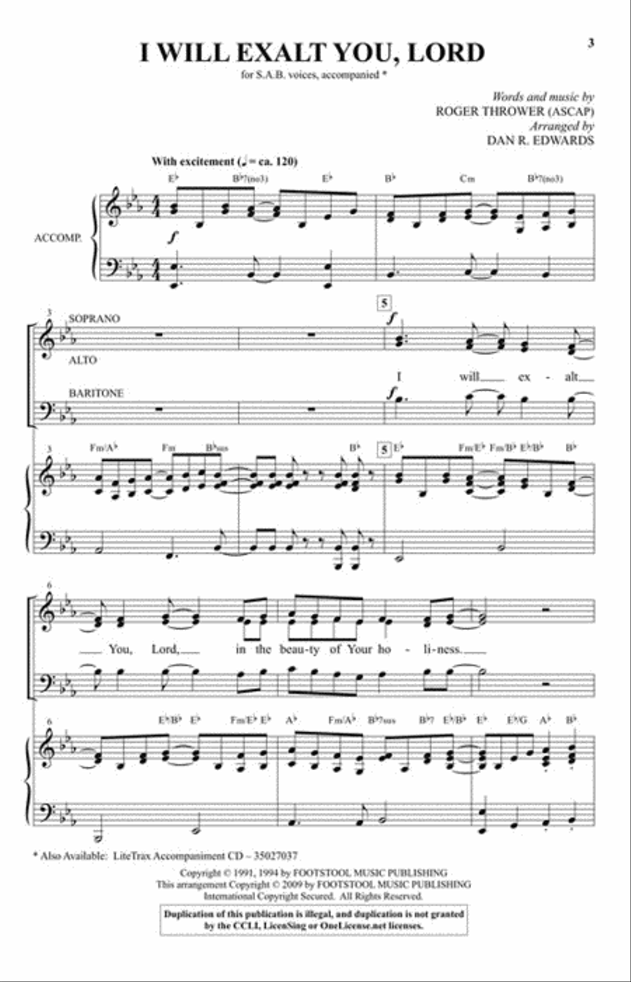 I Will Exalt You, Lord 3-Part scores gallery preview page 2