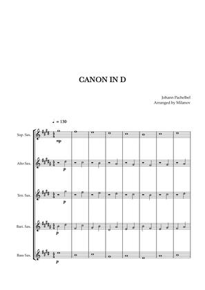 Book cover for Canon in D | Pachelbel | Saxophone Quintet