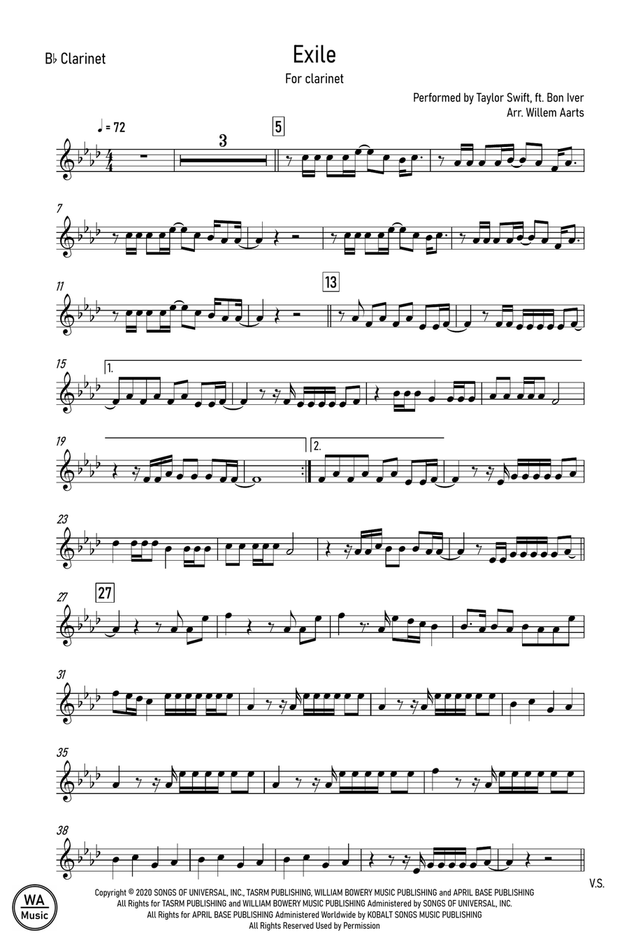Exile Exile Clarinet Solo scores gallery preview page 1