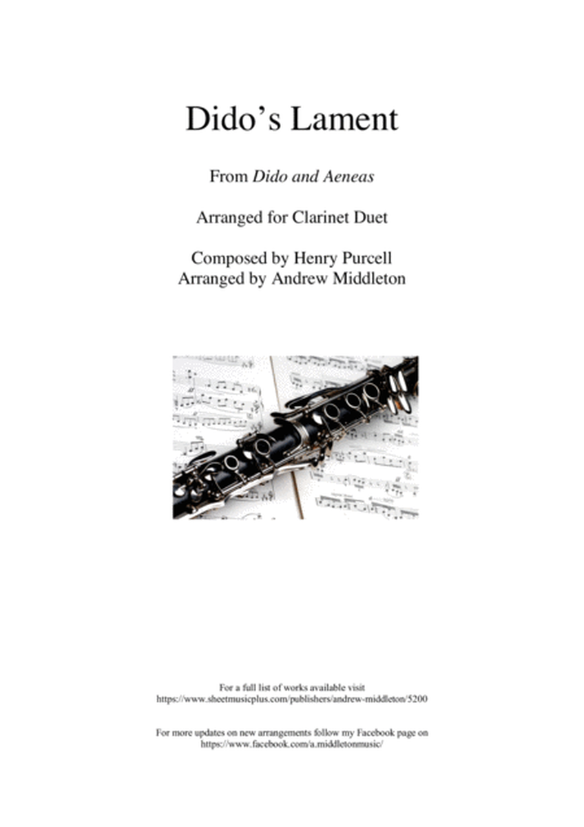 Dido's Lament arranged for Clarinet Duet image number null