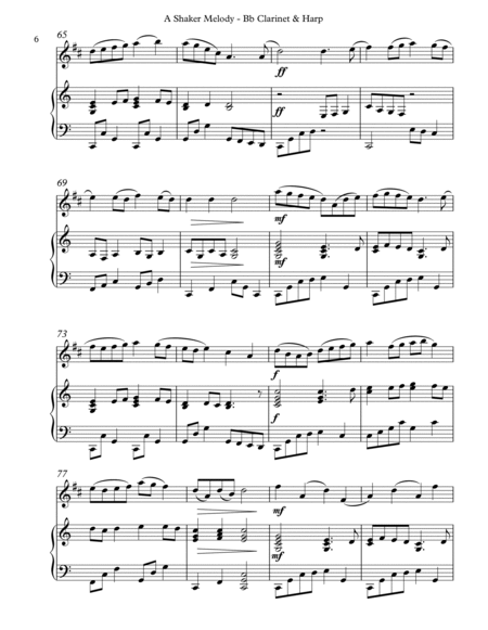A Shaker Melody, Duet for Bb Clarinet & Harp by Serena O'Meara B-Flat Clarinet - Digital Sheet Music