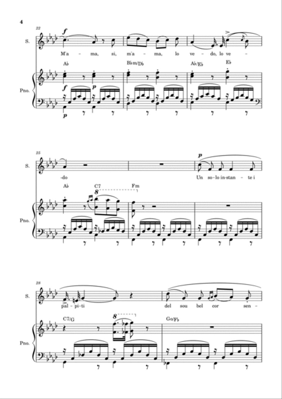 Una Furtiva Lagrima (Soprano in Fm) Piano, Vocal, Guitar scores gallery preview page 4