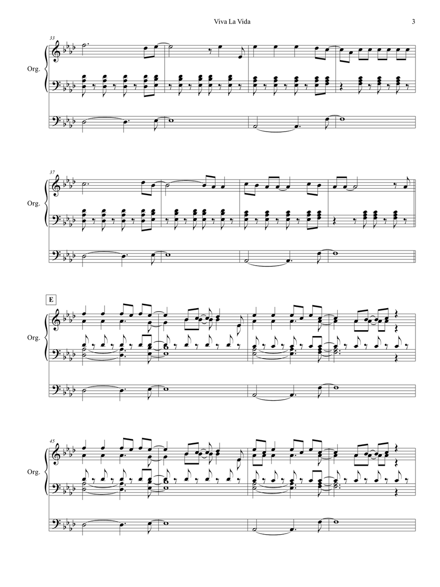Viva La Vida Organ Solo scores gallery preview page 4