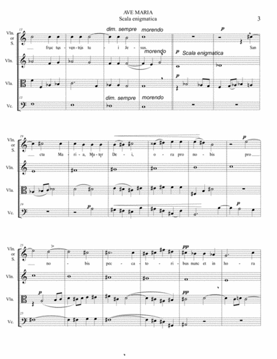 AVE MARIA - Scala enigmatica - G. Verdi - Arr. for Soprano and String Trio, or String Quartet image number null