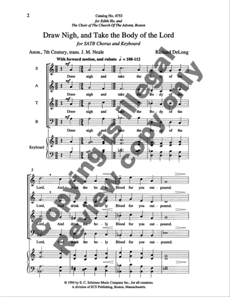 Draw Nigh, and Take the Body of the Lord 4-Part scores gallery preview page 3
