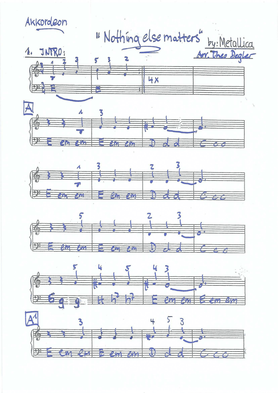 Nothing else matters easy Accordionsheet Accordion scores gallery preview page 1