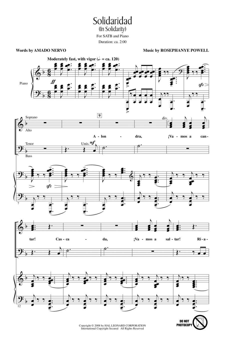Solidaridad (In Solidarity) 4-Part scores gallery preview page 1