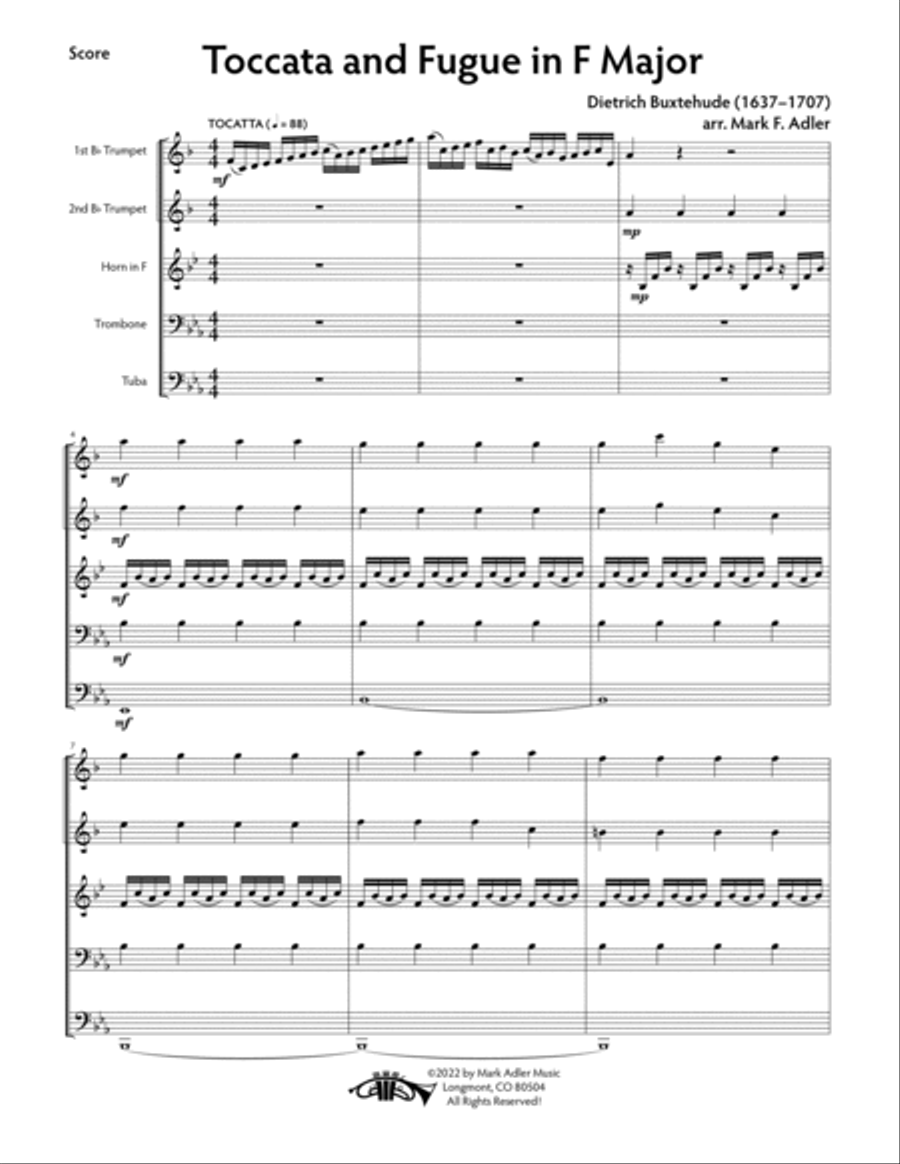 Toccata and Fugue in F Major Chamber Music scores gallery preview page 2