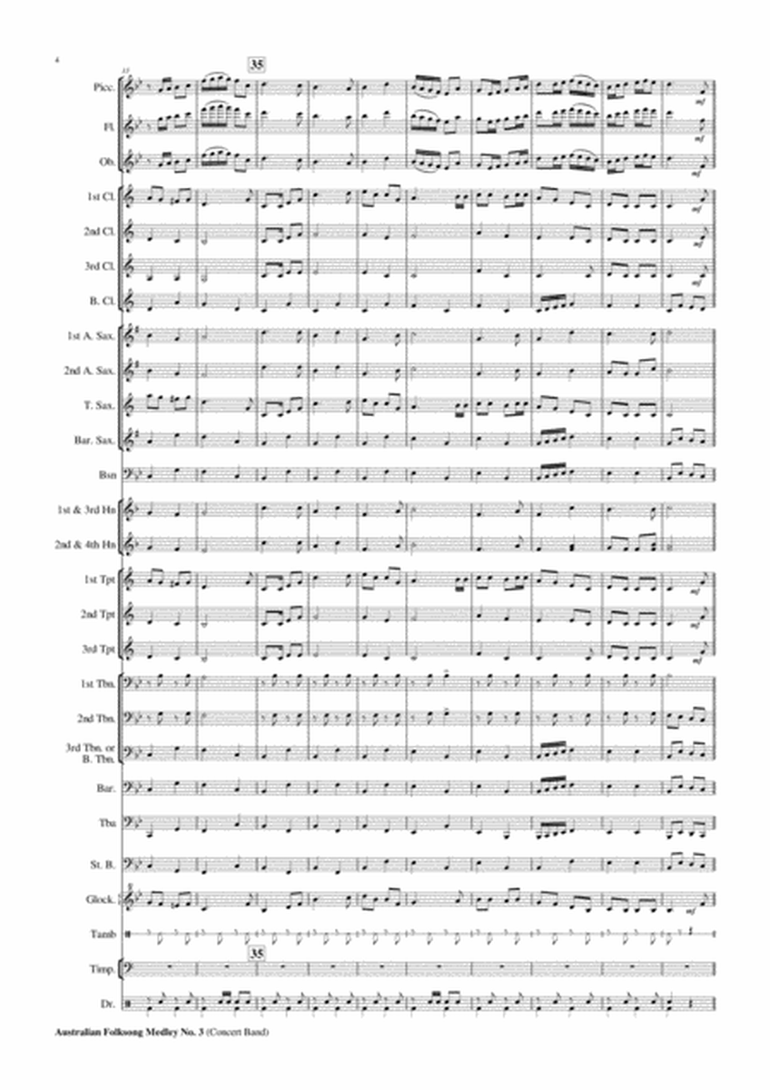 Australian Folksong Medley No. 3 Concert Band Score and Parts image number null