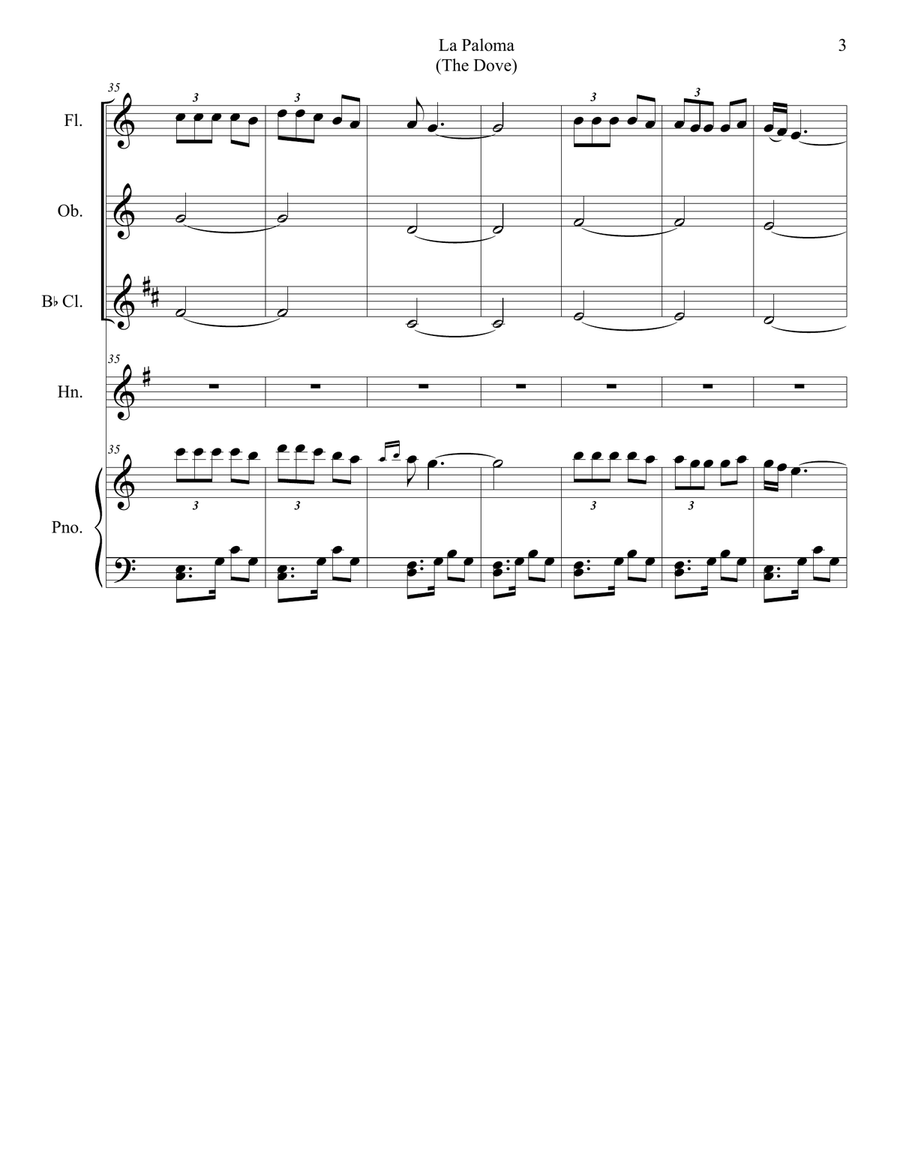 La Paloma (for Woodwind Quintet and Piano) La Paloma (for Woodwind Quintet and Piano) Woodwind Quintet scores gallery preview page 4