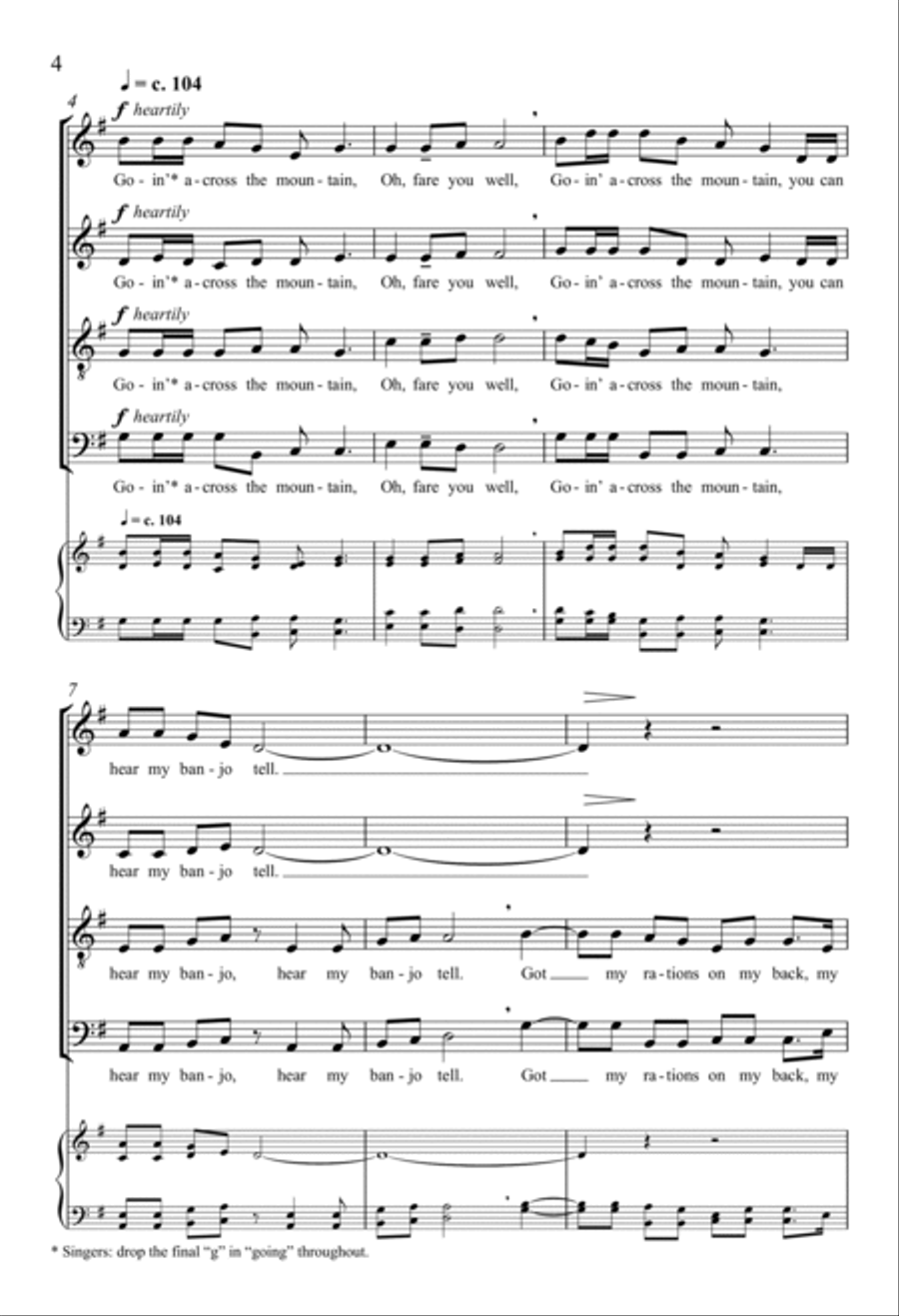 Going Across the Mountain 4-Part scores gallery preview page 3