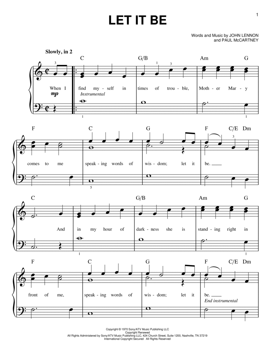 Let It Be Easy Piano scores gallery preview page 1