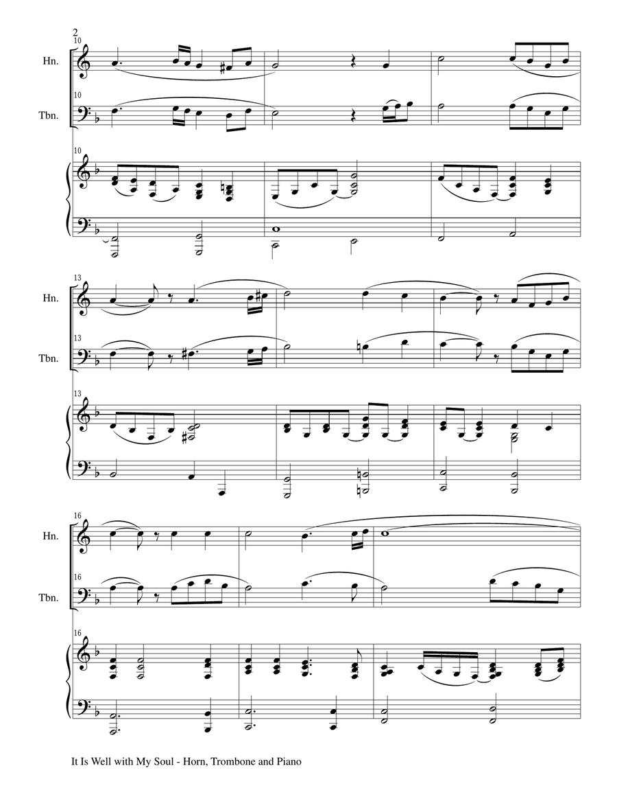 IT IS WELL WITH MY SOUL (Trio - Horn, Trombone, Piano with Score and Parts) Brass Trio scores gallery preview page 2
