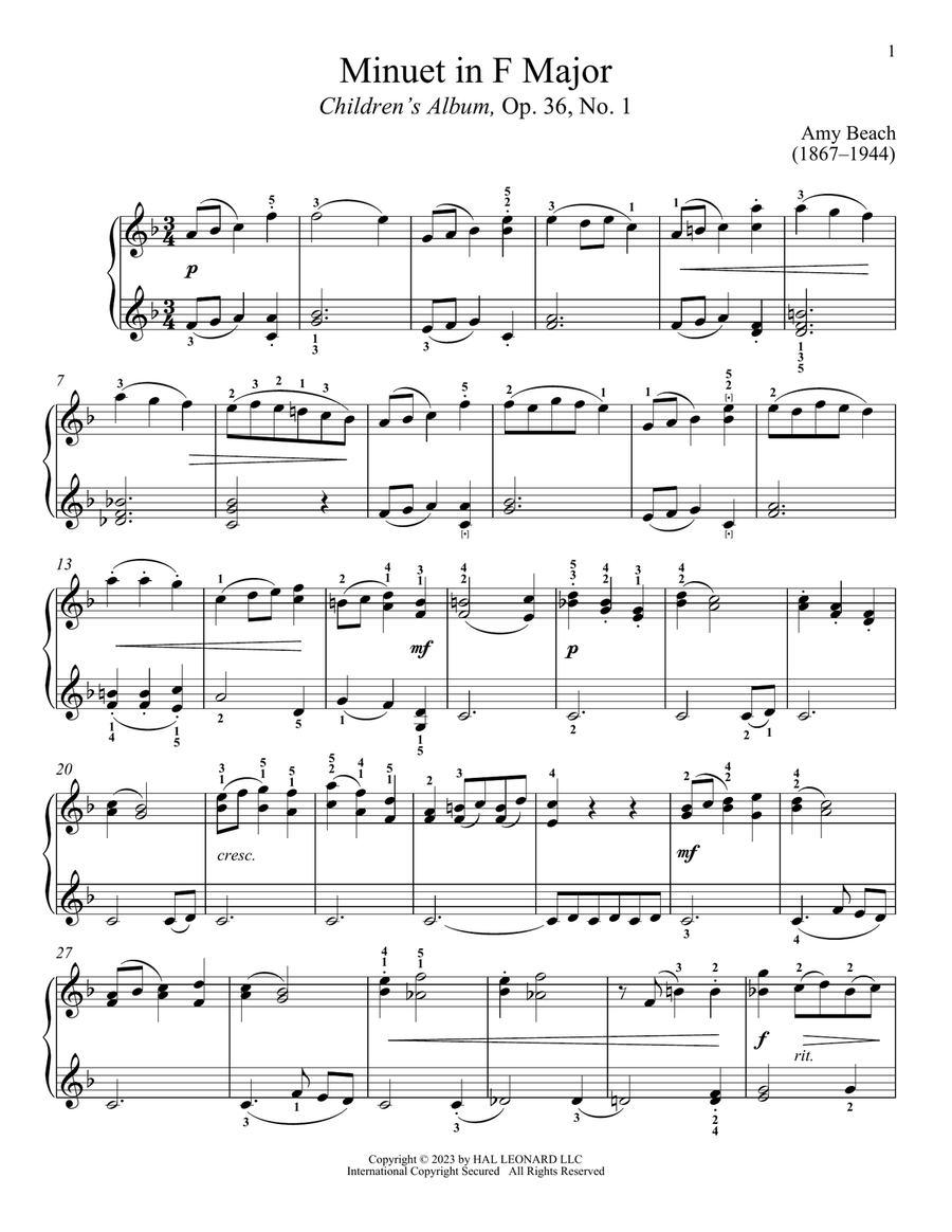 Minuet Piano Solo scores gallery preview page 1