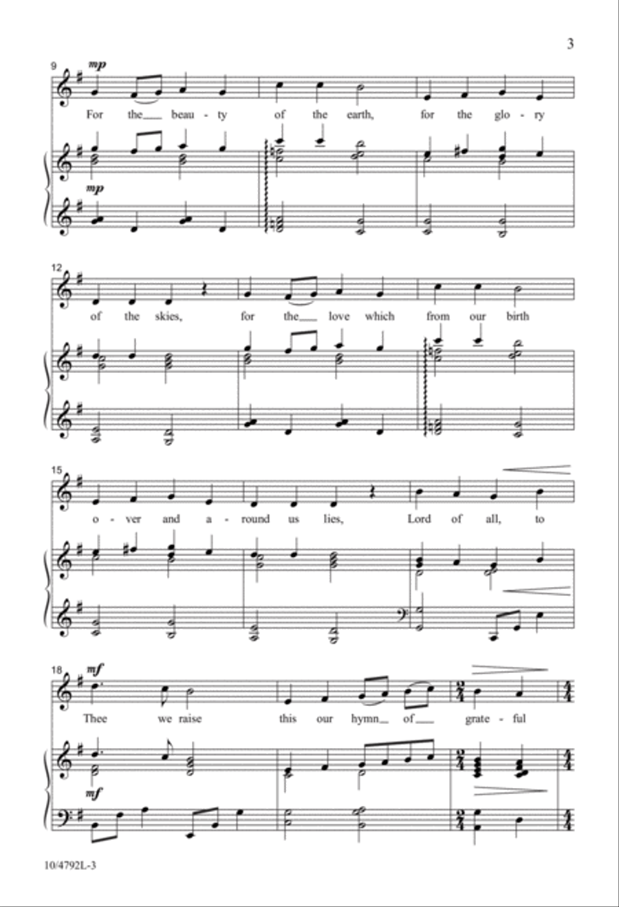 For the Beauty of the Earth 4-Part scores gallery preview page 3