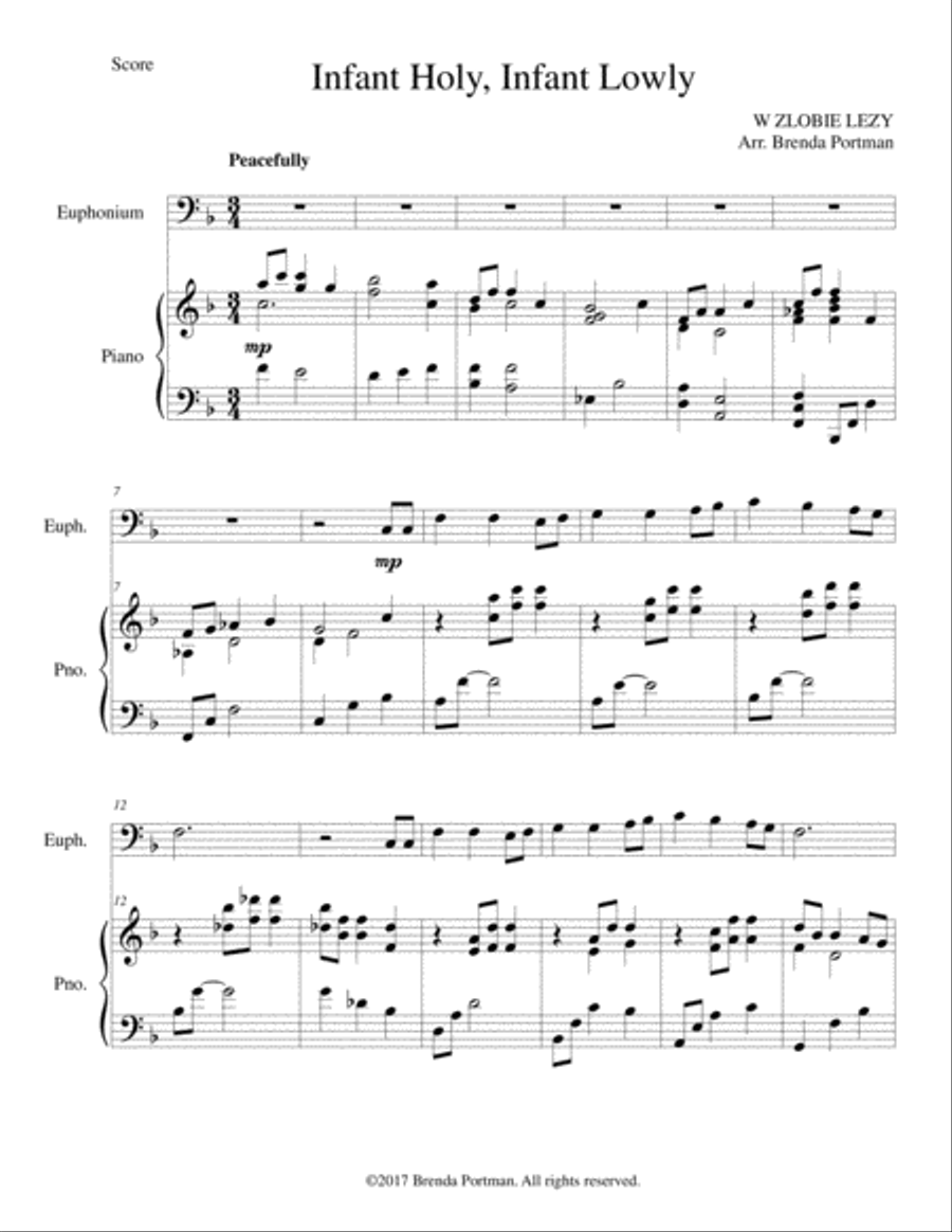 Infant Holy, Infant Lowly (euphonium/piano), arr. Brenda Portman Euphonium scores gallery preview page 1