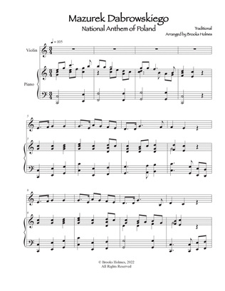 Polish National Anthem - Mazurek Dabrowskiego (Violin & Piano) Poland