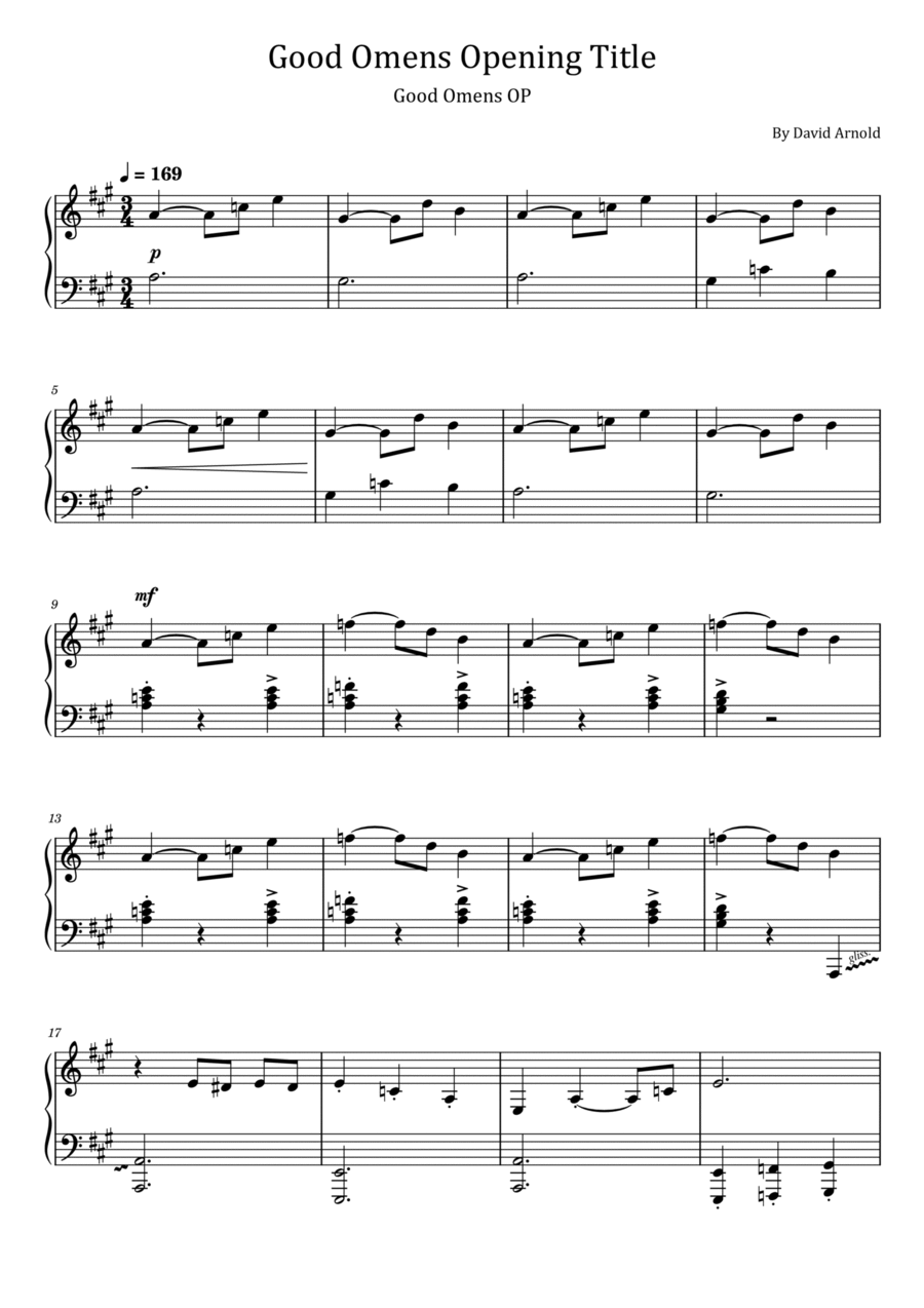 Good Omens (theme) Good Omens (theme) Piano Solo scores gallery preview page 1