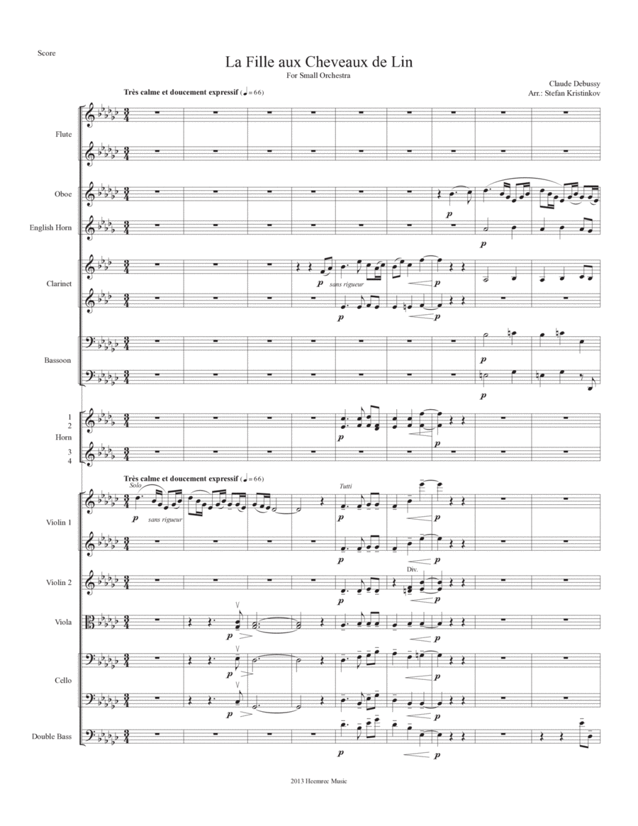 La fille aux cheveux de lin Full Orchestra scores gallery preview page 1