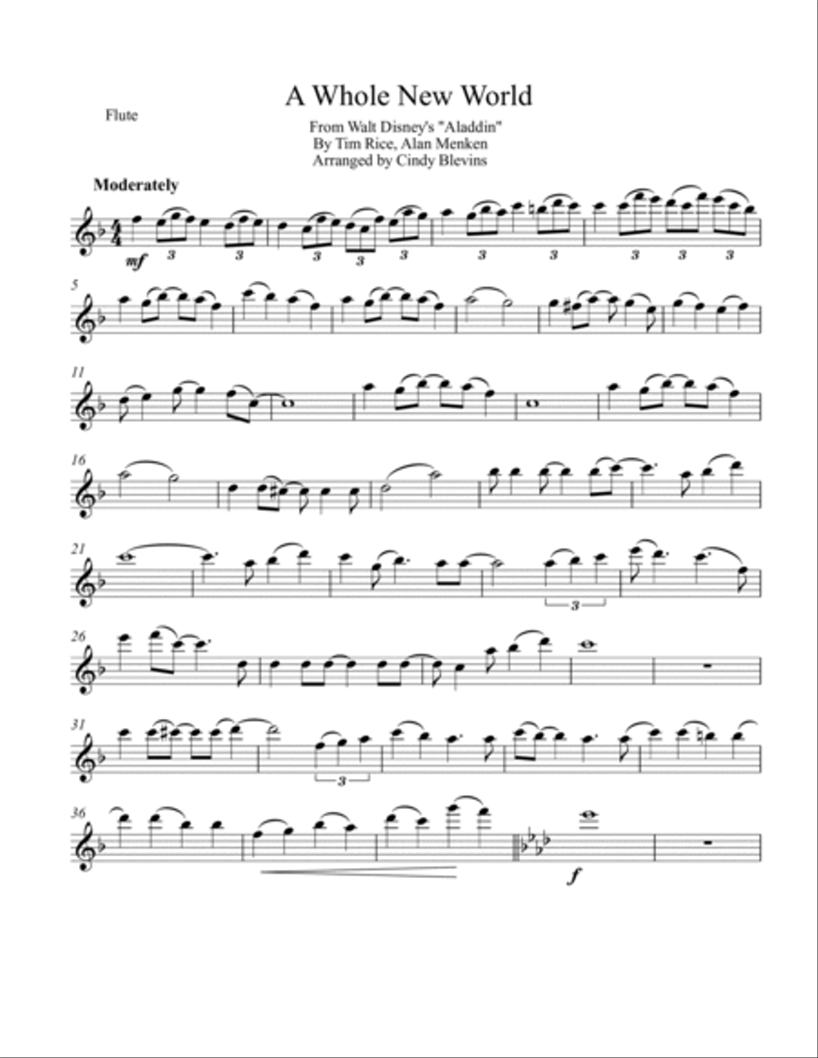 A Whole New World Flute scores gallery preview page 6