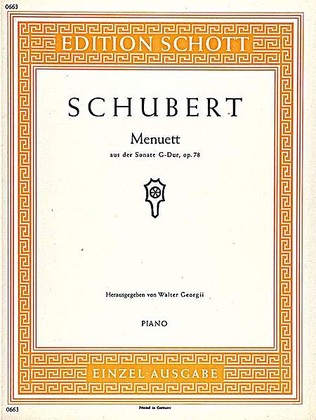 Book cover for Menuet from Sonata in G Major, Op. 78, D 894, "Fantasy"