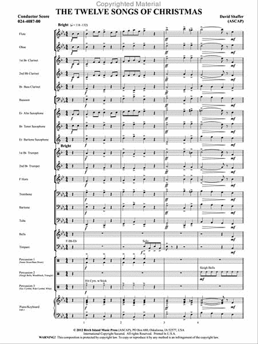 The Twelve Songs of Christmas Concert Band scores gallery preview page 2