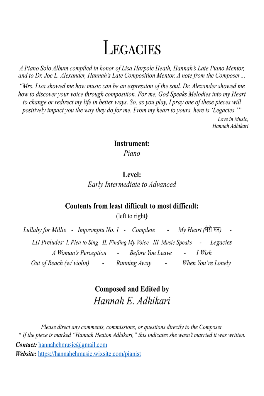 Legacies: The Album | 11 New Age Piano Solos | 1 Bonus Score! Piano Solo scores gallery preview page 3